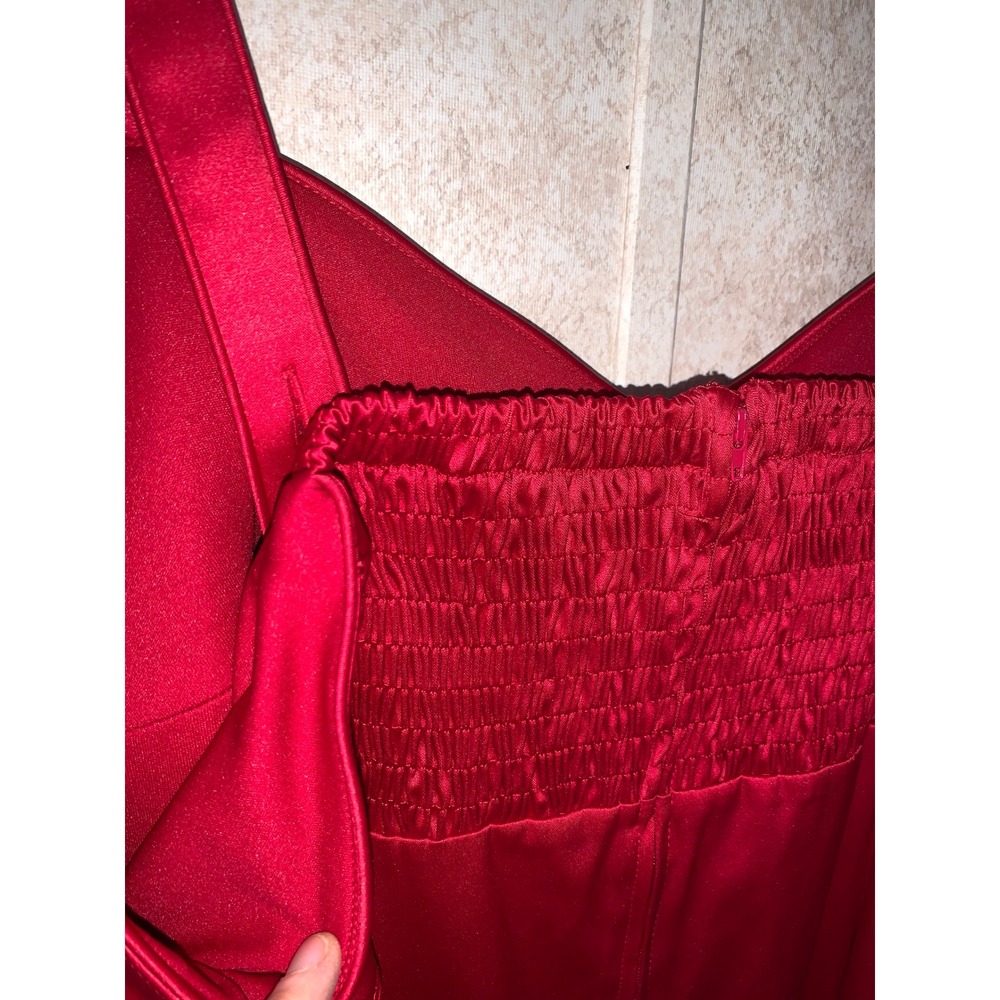 NWT R&K Originals Red Satin Bow Cocktail Dress Women Size 24 - Picture 5 of 14